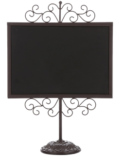 Stylish Vintage White Metal Frame Semi Permanent Chalkboard Display Sign Stand